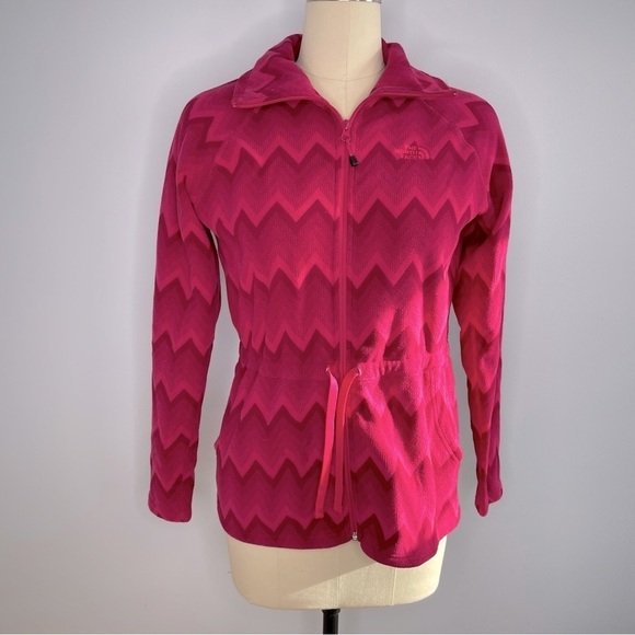 The North Face Women's Harper Full Zip Fleece- Chevron- Berry- Size Medium - Picture 1 of 9